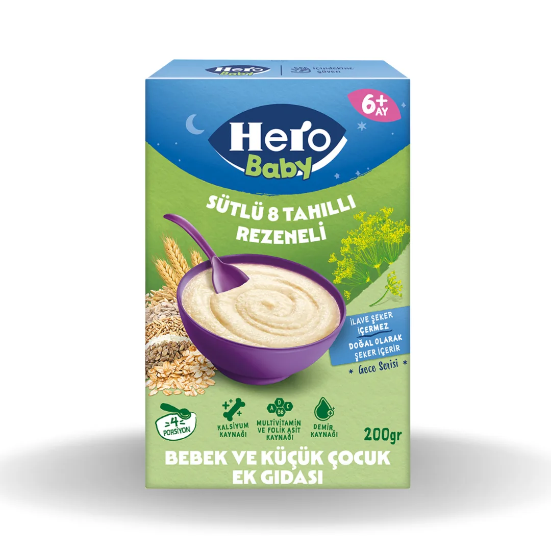 Hero Baby Ek Besin Sütlü Rezeneli 8 Tahıllı 200 Gr