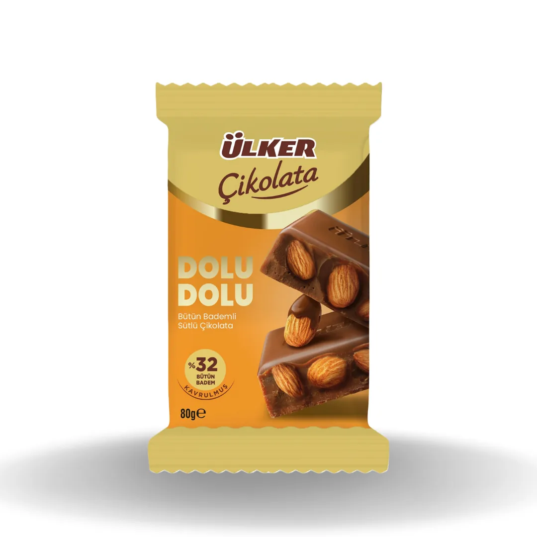 Ülker Dolu Dolu Bütün %32 Bademli Çikolata 80 Gr