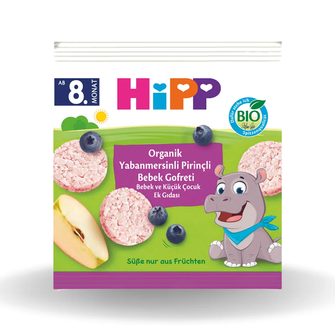 Hipp Organik Yaban Mersinli Pirinçli Bebek Gofreti 30 Gr