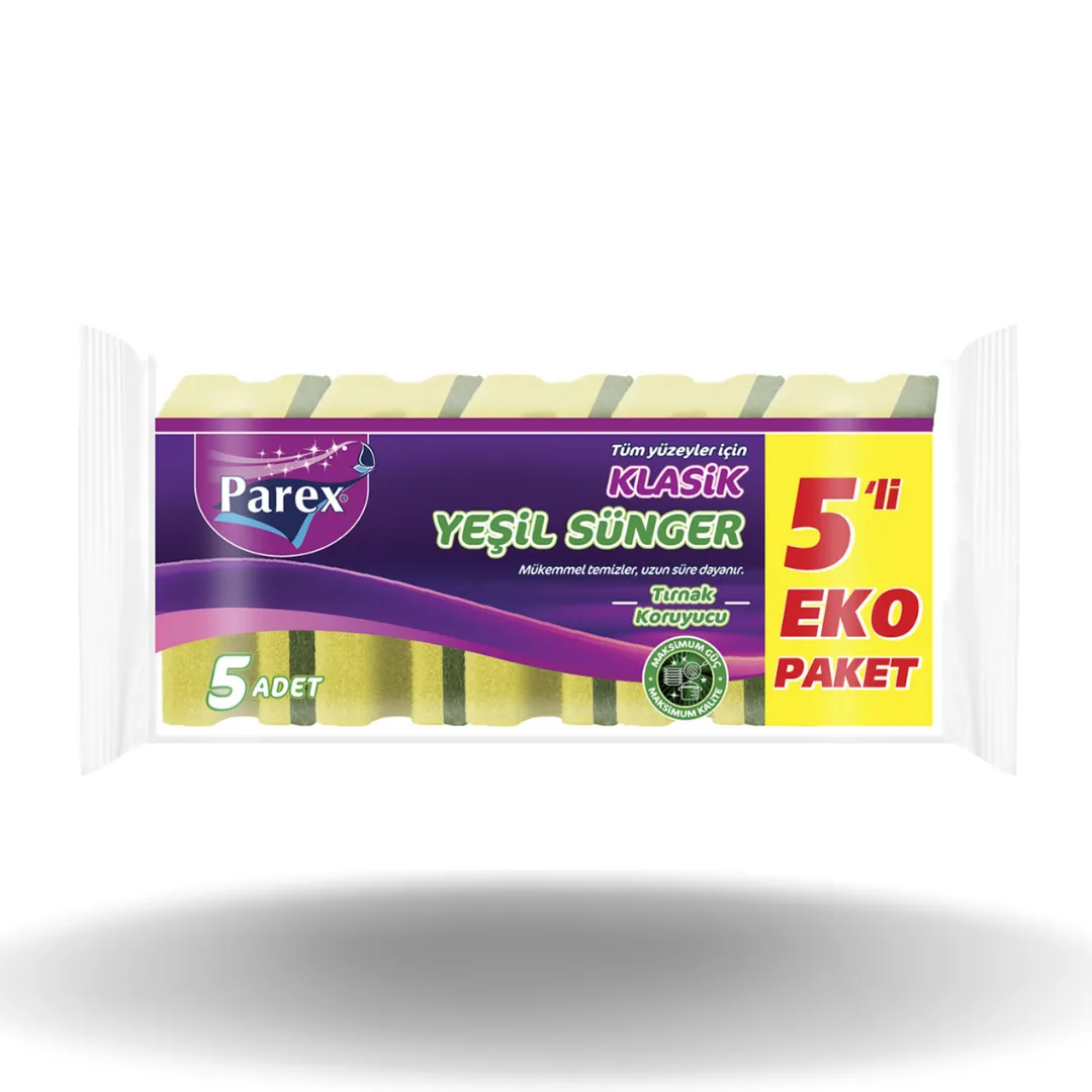 Parex Klasik Yeşil Sünger Oluklu 8'li