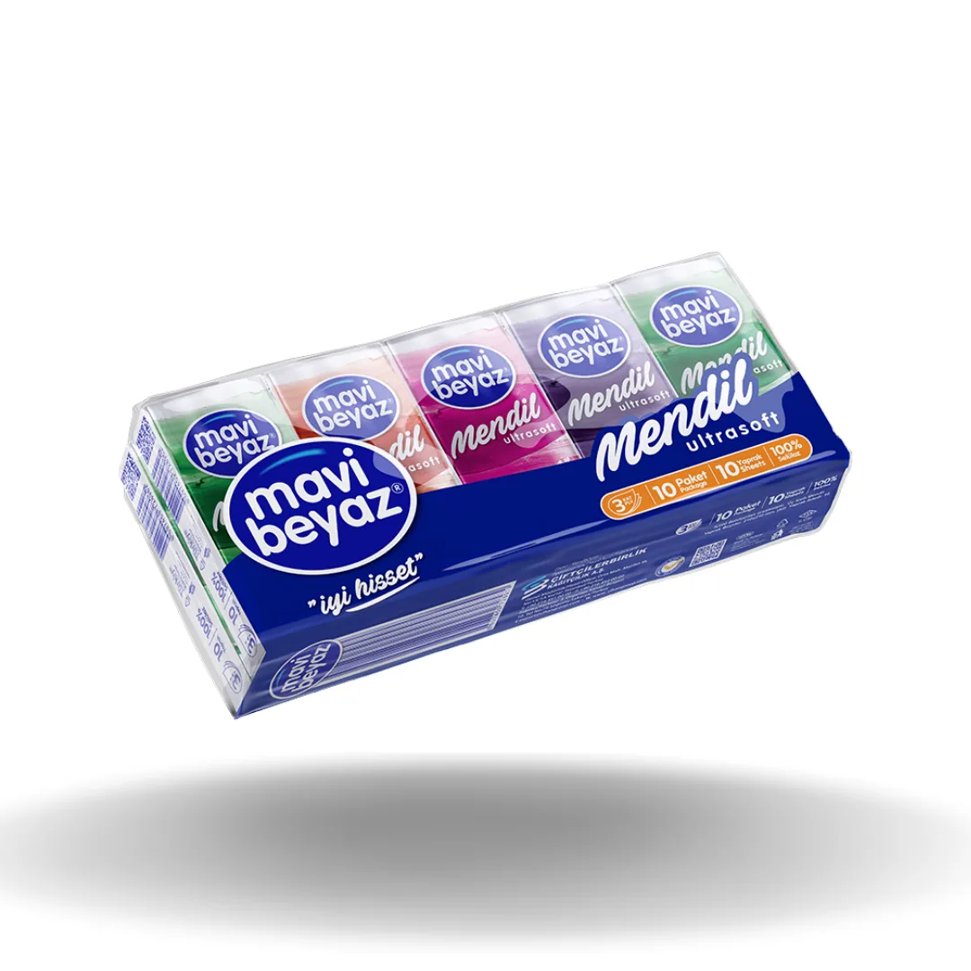 Mavi Beyaz Cep Mendili 10'lu Paket x10