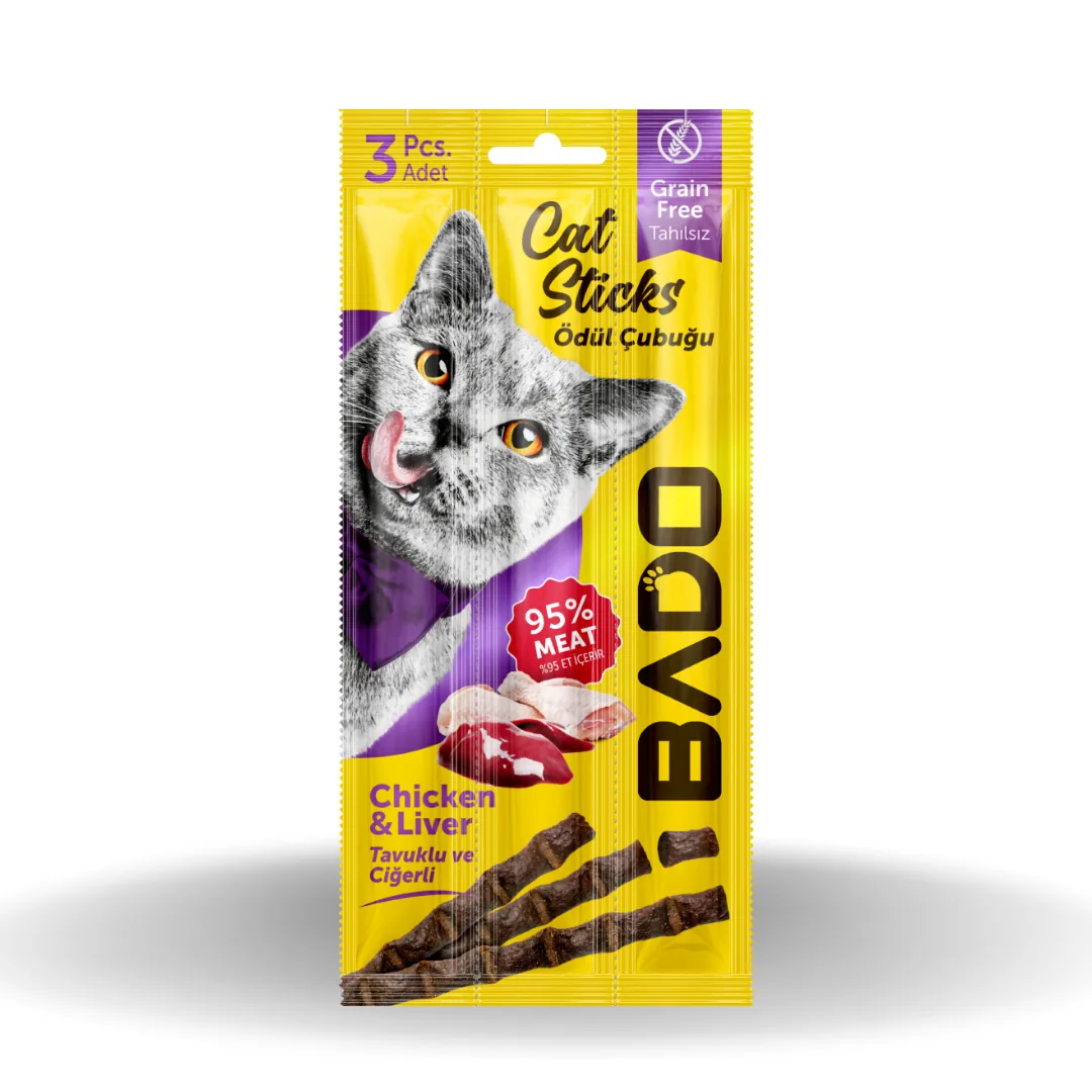 Bado Tavuklu & Ciğerli Kedi Ödül Çubuğu 3X5 Gr