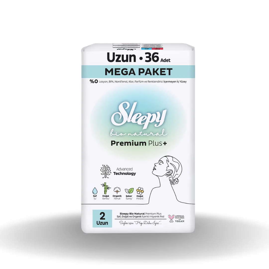 Sleepy Bio Natural Hijyenik Ped Mega Paket Uzun 36'lı