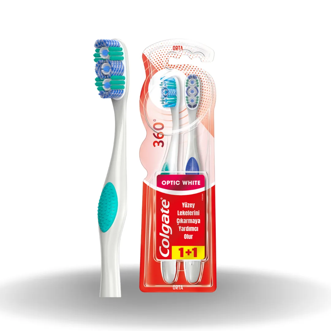 Colgate Diş Firçası 360 Optik Beyaz 1+1 Orta