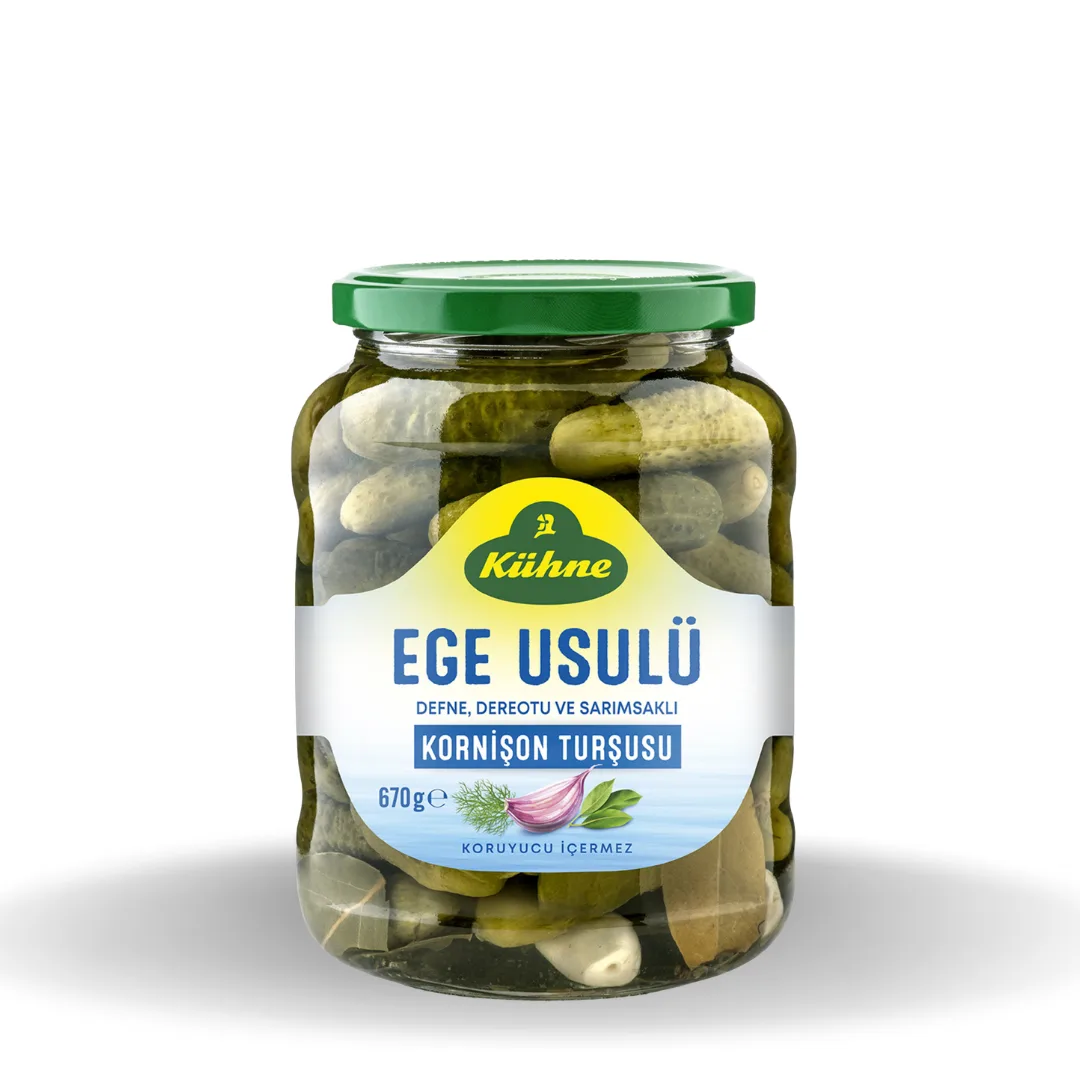 Kühne Ege Usulü Kornişon Turşusu Cam Kavanoz 670 G