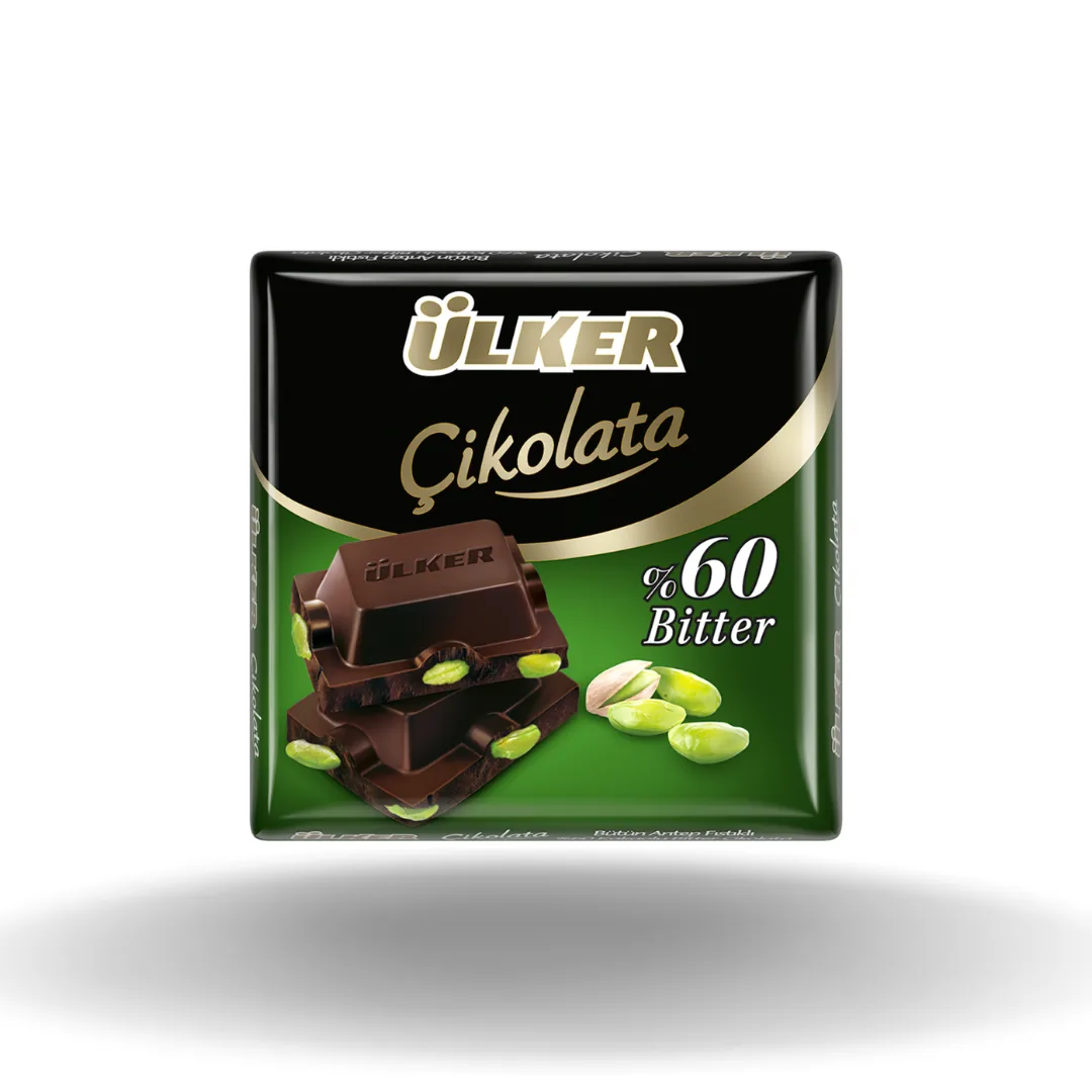 Ülker Kare Antep Fıstıklı %60 Bitter Çikolata 65 Gr