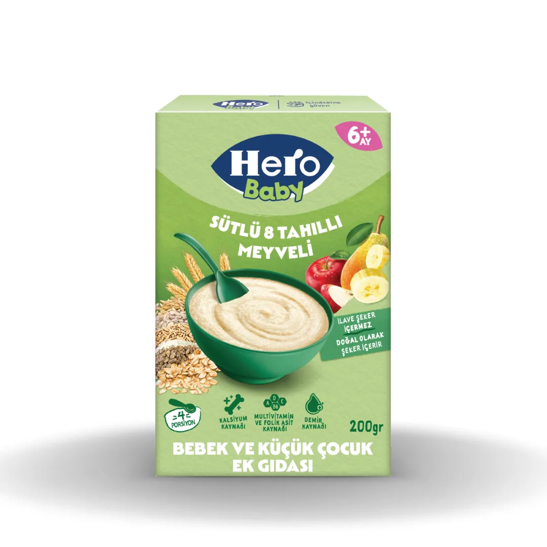 Hero Baby Ek Besin Sutlu Meyveli 8 Tahıllı 200 Gr