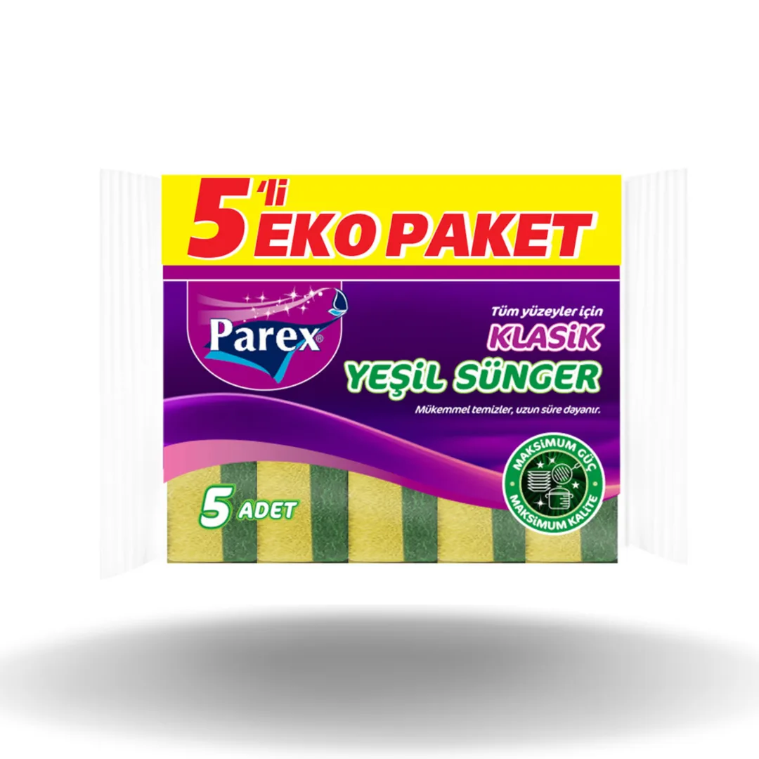 Parex Klasik Yeşil Sünger Oluklu 5'li