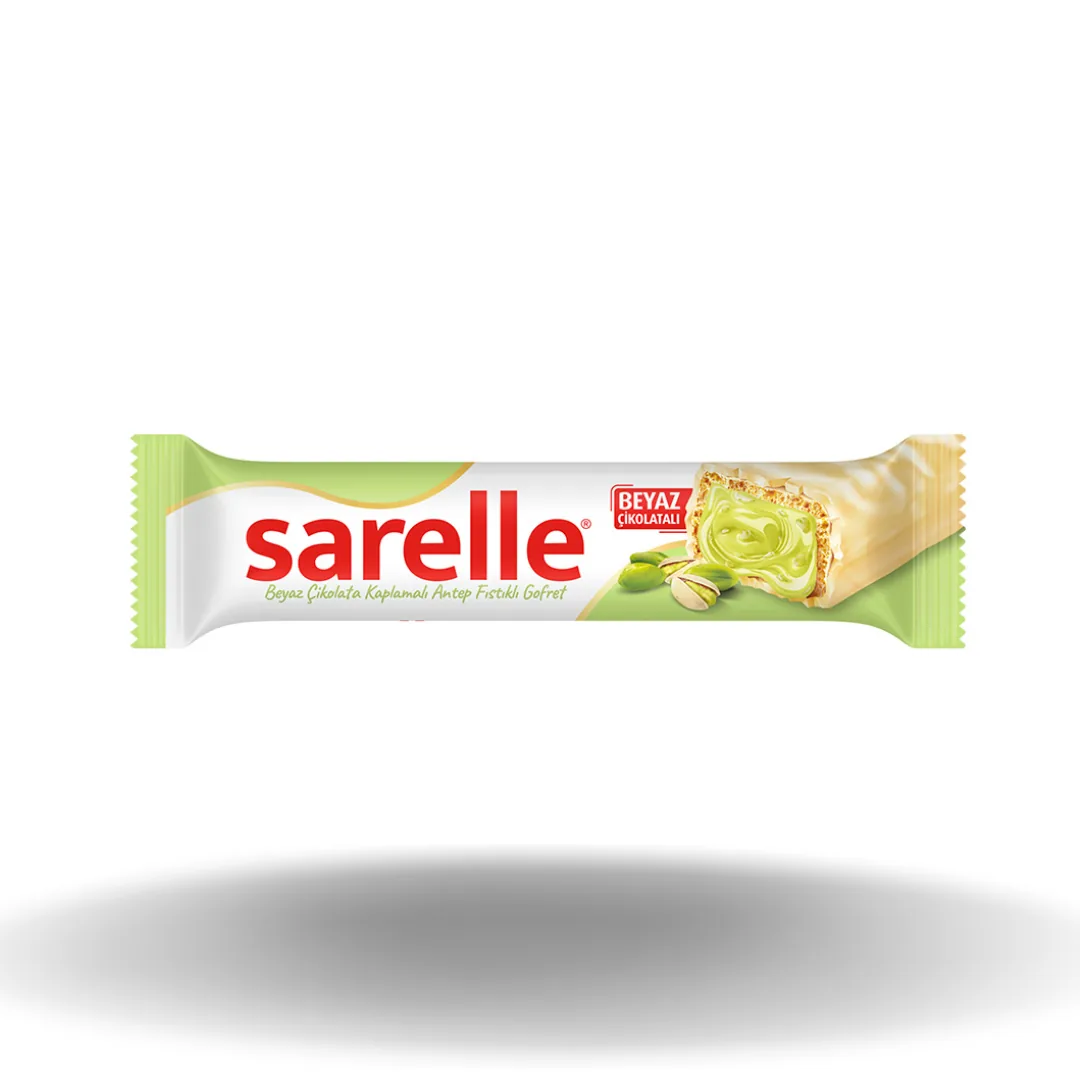 Sarelle Antep Fıstıklı Beyaz Çıkolata Kaplı Gofret 33 Gr