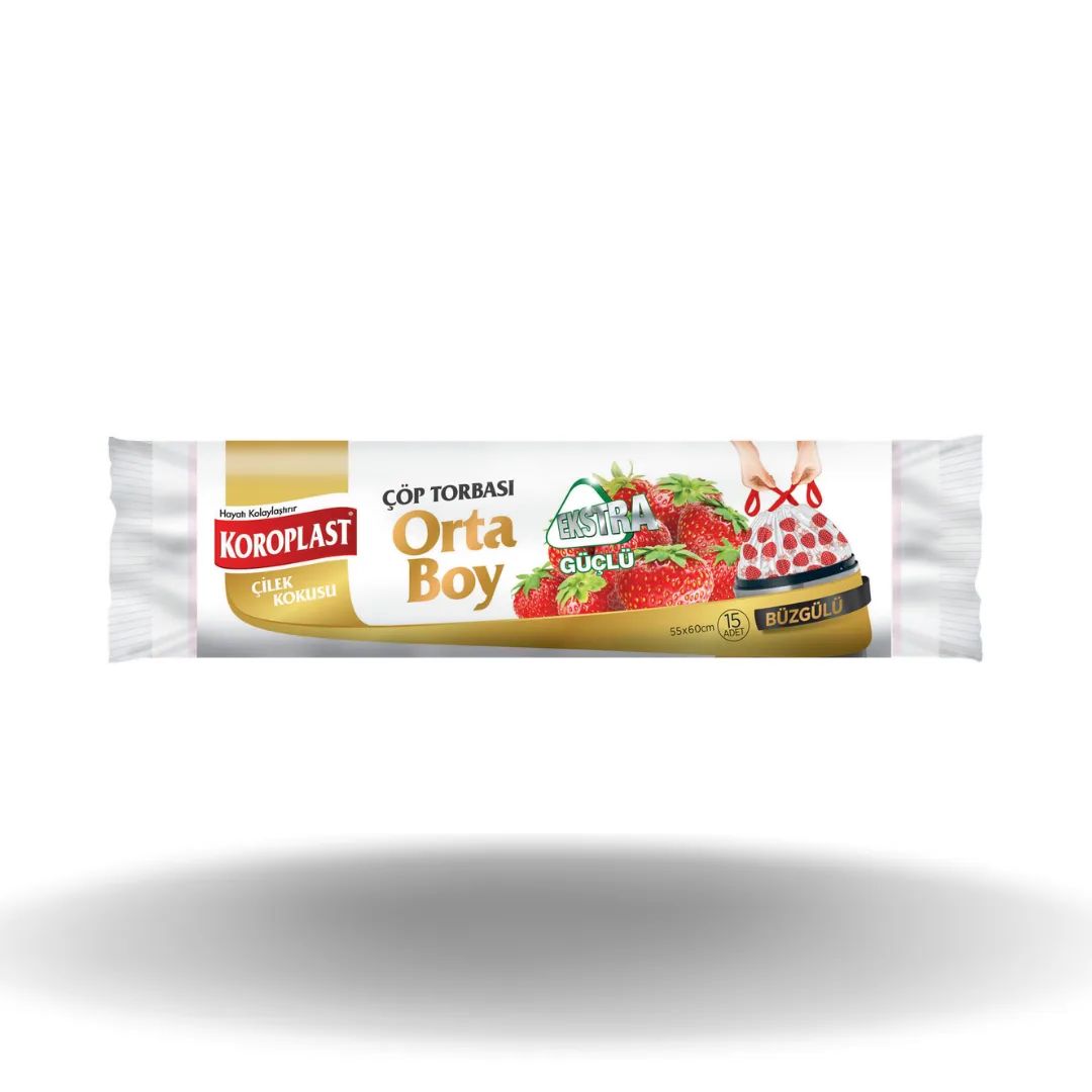 Koroplast Extra Güçlü Orta Boy Çilekli Çöp Torbası
