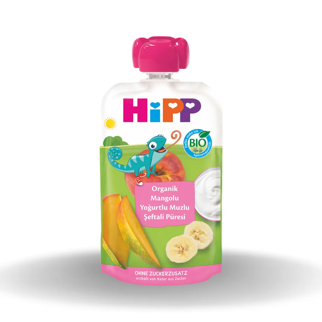 Hipp Organik Yoğurtlu Mangolu Muzlu Şeftali Püresi 100 Gr