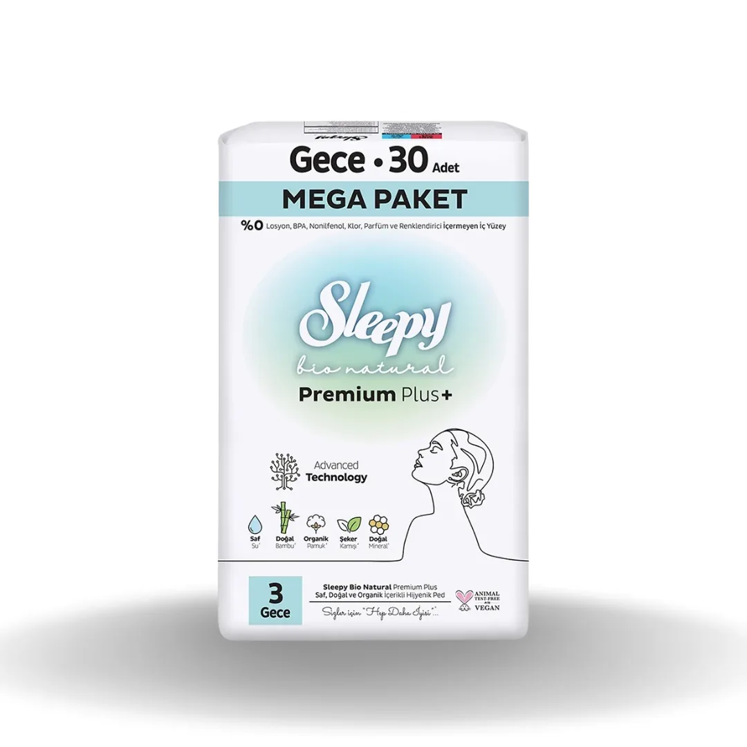 Sleepy Bio Natural Mega Paket Gece Hijyenik Ped 30'lu