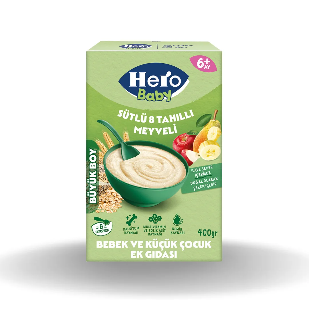 Hero Baby Sutlu Meyveli 8 Tahıllı Ek Besin 400 Gr