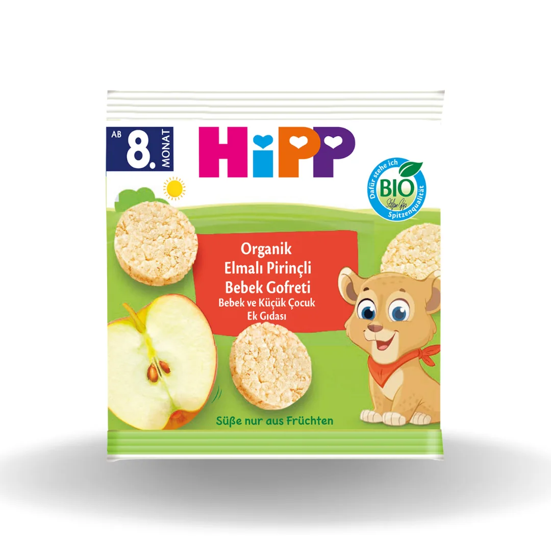 Hipp Organik Elmalı Pirinçli Bebek Gofreti 30 Gr