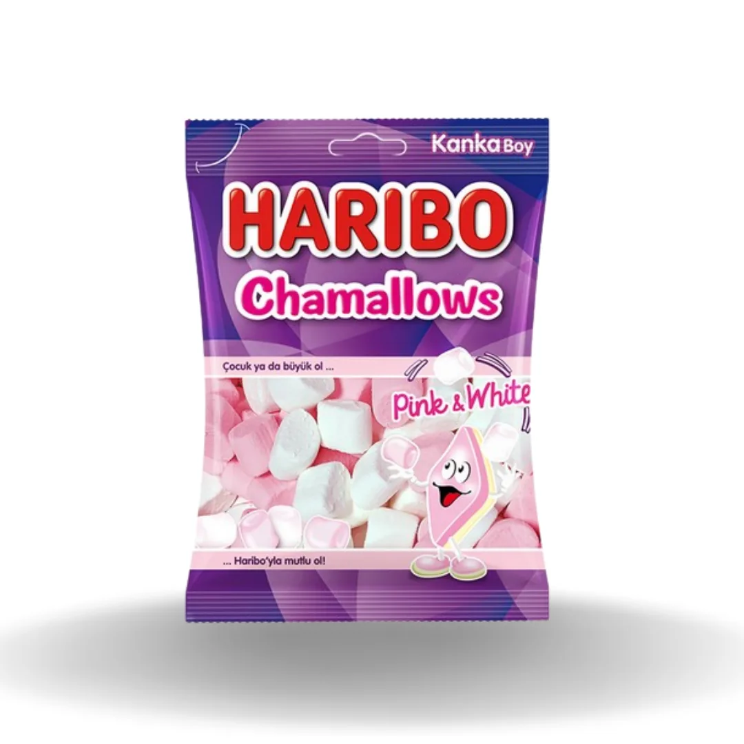 Haribo Chamallows Pembe Beyaz Silindir 70 Gr