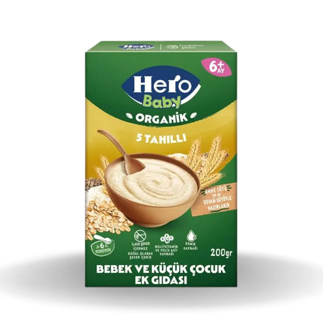 Hero Baby Organik Sütsüz 5 Tahıllı Kaşık Maması 200 Gr
