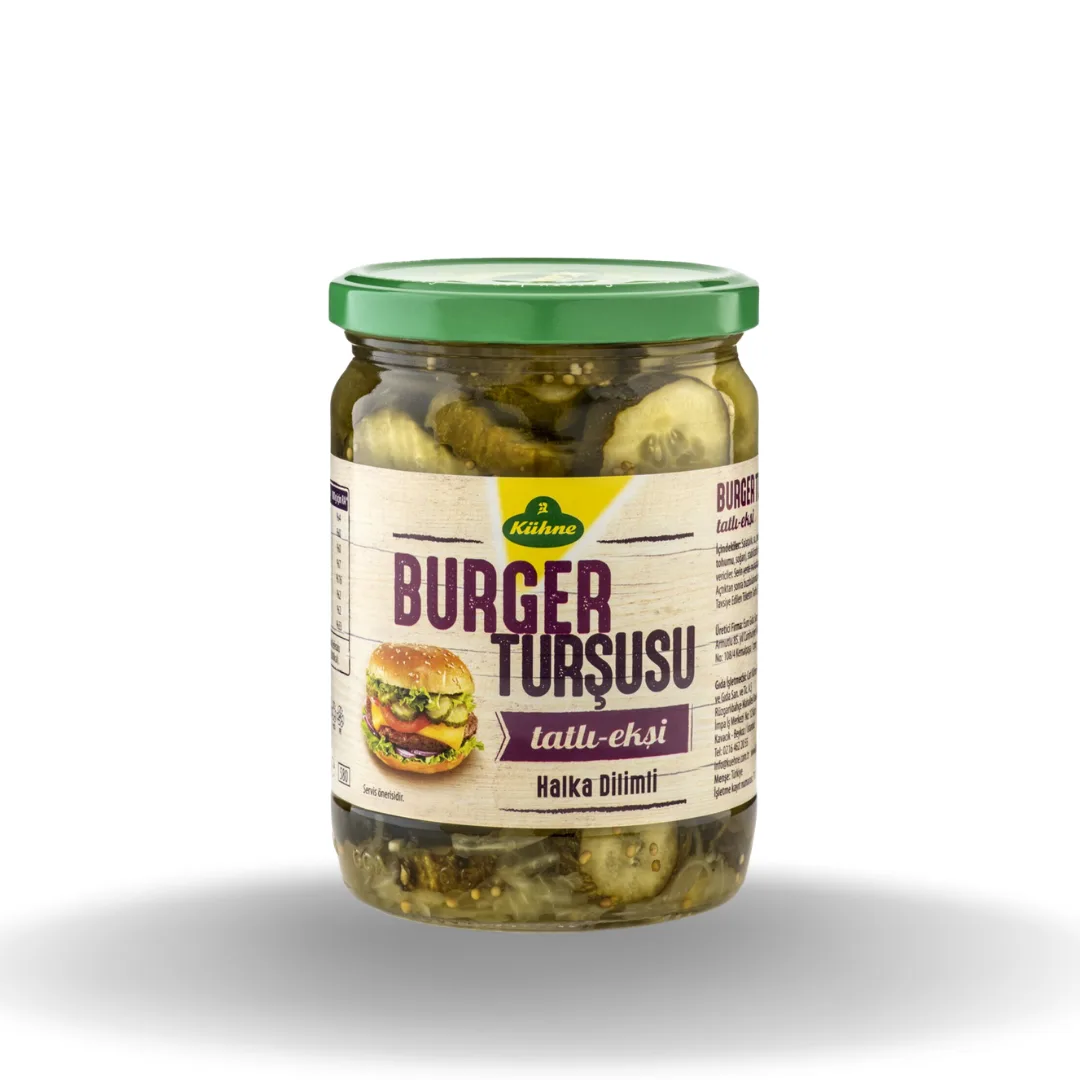 Kühne Halka Dilimli Burger Turşusu Cam Kavanoz 580 ML