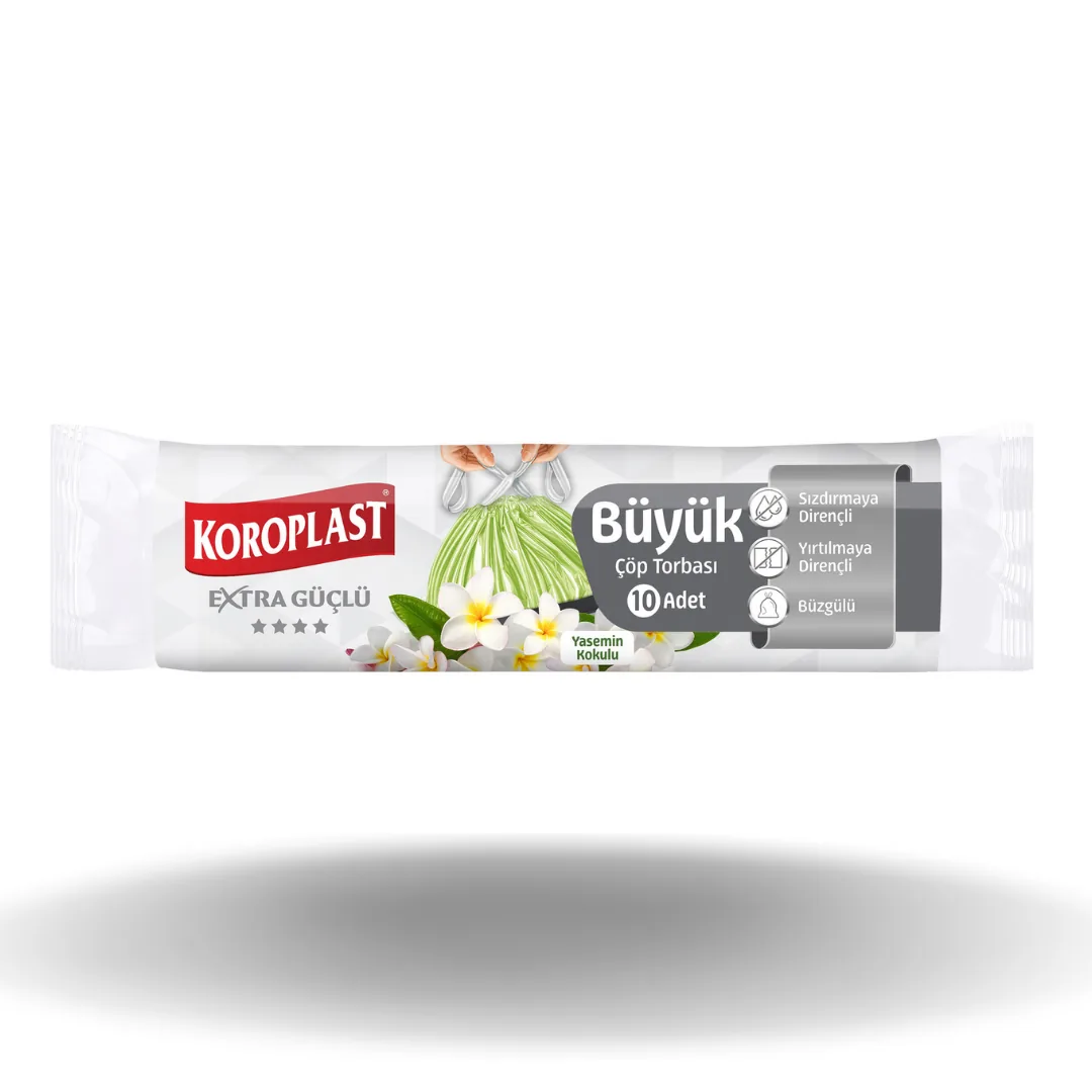 Koroplast Çöp Torbası Büyük Boy Büzgülü Yasemin 10 Lu