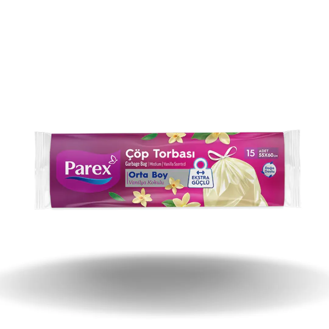 Parex Ekonomik Büzgülü Vanilya Kokulu Çöp Torbası Orta-15'Li X