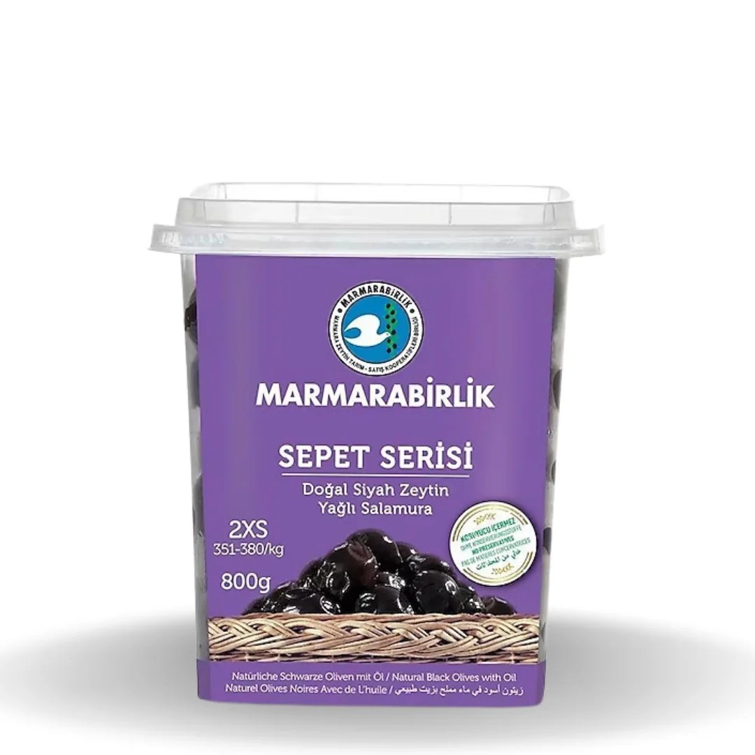 Marmarabirlik Yağlı Salamura Siyah Zeytin 351-380 2XS Pet 800 Gr