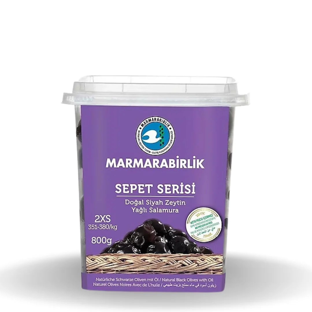 Marmarabirlik Yağlı Salamura Siyah Zeytin 351-380 2XS Pet 800 Gr