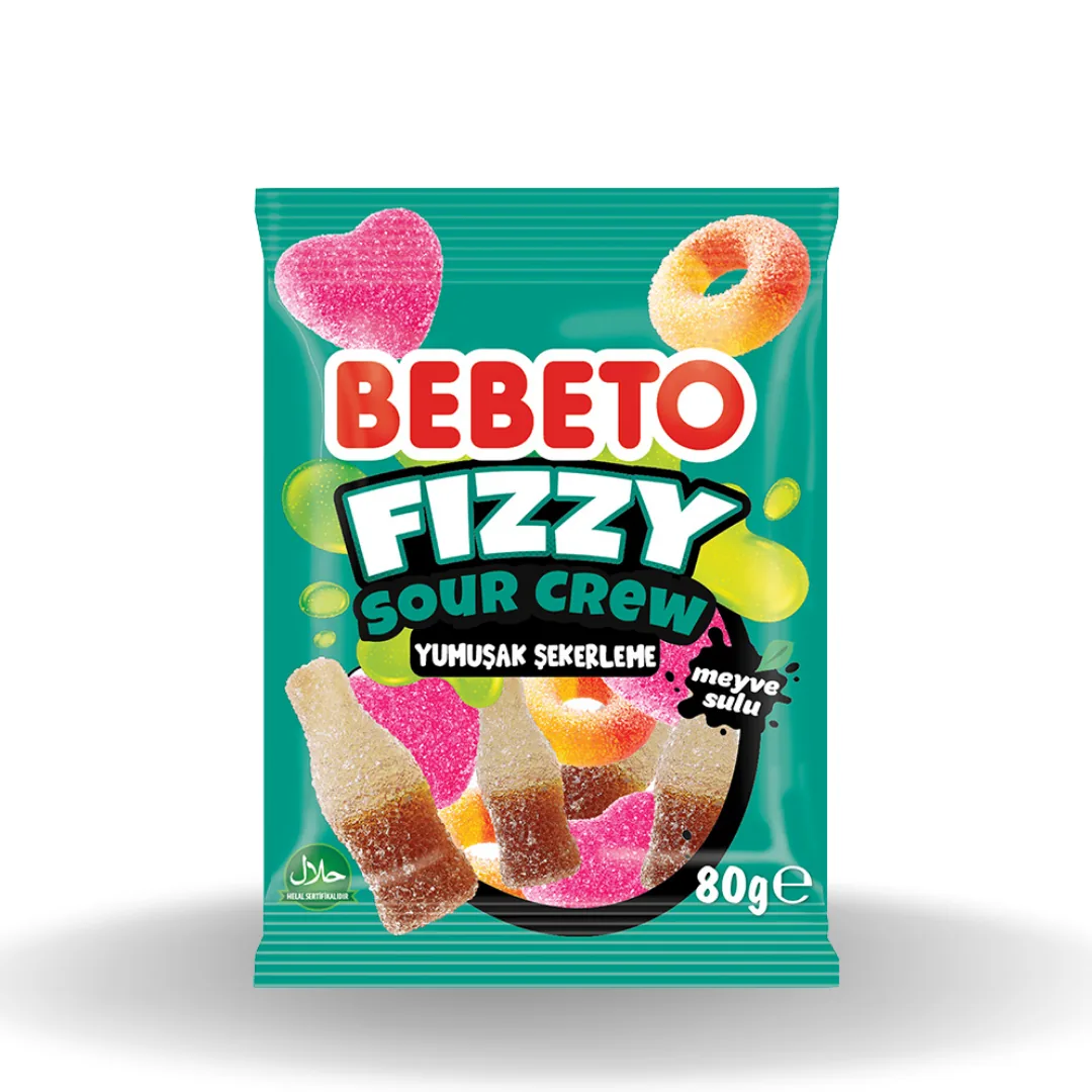 Bebeto Fizzy Sour Crew Yumuşak Şekerleme 80 Gr